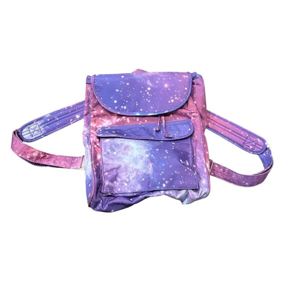 Mossimo Supply Co Galaxy Print Backpack Purple Adjustable Straps Zipper Pockets - Picture 1 of 12
